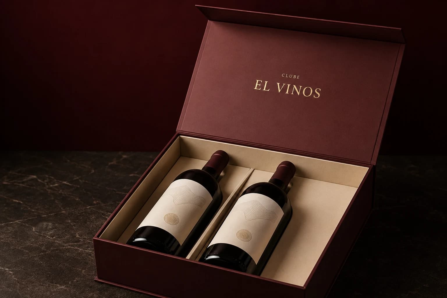 Kit ilustrativo do Clube El Vinos com duas garrafas